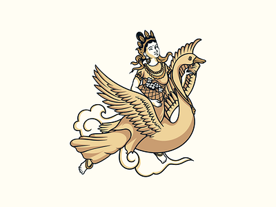 sky goer illustrative logo classic handdrawn illustration logo swan vintage