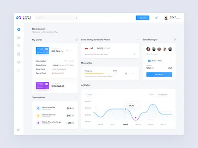 Gringo Bank - Dashboard admin bank dashboard design interface money project statistics toglas ui ux