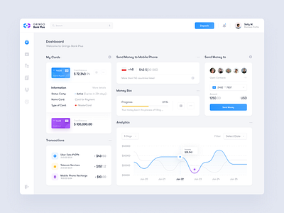 Gringo Bank - Dashboard admin bank dashboard design interface money project statistics toglas ui ux