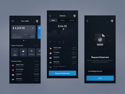 Mobile wallet UI app app design bank bank app banking banking app clean ui concept currency figma finance fintech graphics illustration interface payment statement wallet wallet app