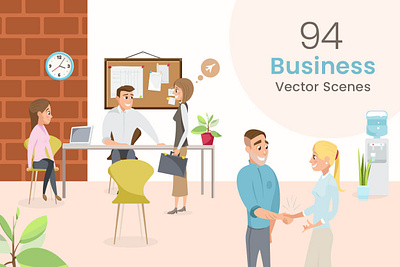 Business Vector Scenes Illustration Bundle bundle business cartoon character collection colorful corporate flat fun graphic illustration illustration art illustrations meeting modern office people scene vector