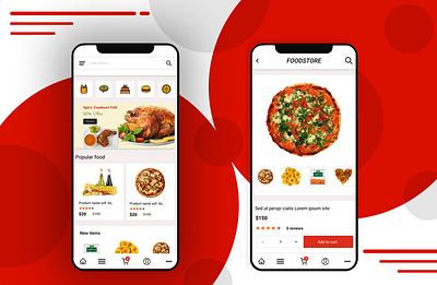 Food Store app design for home page and product page app design figma graphic photoshop ux web