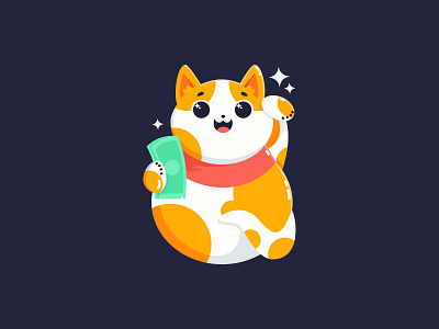 Japanese Сat 2d affinitydesigner art characterdesign color cute dailyui design flat illustration illustrator japanese japanese сat luck money money cat red sketch sticker vector