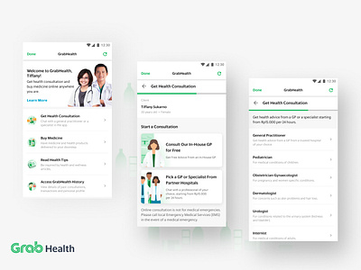 GrabHealth Consultation Flow collaboration design digital product remote team ui uiux ux