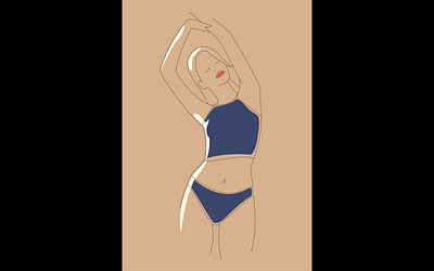 Sunny girl by line blond flat illustration girl illustration light lineart lips summer summertime sunny swim vector