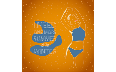 One more summer flat flat illustration girl illustration line lips nostalgic orange sea summer text vector white