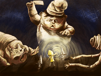 Little Nightmares (fanart) ambience character characterdesign contrast creepy digitalart illustration krita little nightmares surrealism xp pen