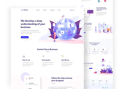 Landing page exploration agency analytics statistics homepage ui android ios app dashboard b2b app branding design flat form interface icon kit illustration landing minimal product saas sass b2c blockchain typography ux design illustrations user web landing page website webdesign website