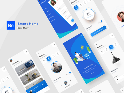 Smart Home Mobile App - Case Study blue brand design branding case study casestudy illustration mobile mobile app mobile app case study mobile app design mobile app ui mobile design mobile ui music player product design smart home smart home app smarthome uidesign uxdesign