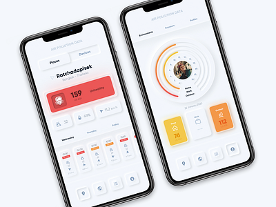 AirVisual Air Quality Forecast Application Neomorphism Design air airvisual app application design dust neomorphism pm2.5 pollution skeuomorph skeuomorphism ui