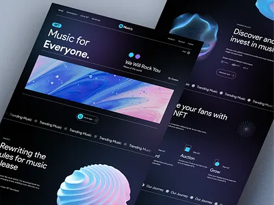 Musicly - NFT Music Marketplace 3d app bitcoin branding dark dark ui design graphic design header landing page logo marketplaces metaverse music music nft nft nfts ui uiux website