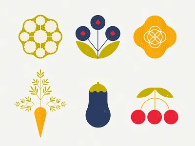 Food Illustrations branding design flat food food illustration fruits icon illustration illustrator minimal vegetables