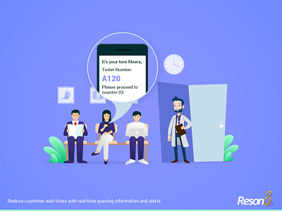 Queue Management - Illustration alerts creative design gradient illustration notifications pos system queue queue management reson8 restaurant pos system service centre sms sms api sms integration sms marketing sms offers text message ui ux