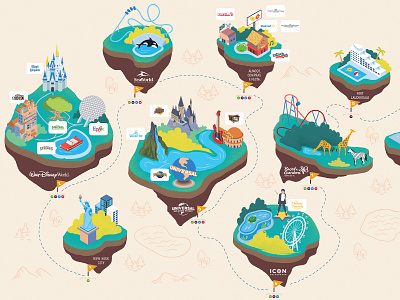 Orlando Map animal character colorful disney disney world disneyland giraffe illustrated map illustration map maps minimal orlando park simple tourism travel vector vector illustration whale