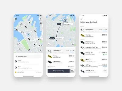 GoCatch Passenger App • Booking (Concept) android app booking car chauffeur ios maas map marketplace minimal mobility ridehailing rideshare route taxi taxi booking app transport travel ui vehicle