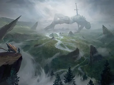 the roam - valley of the giant concept art enviroment fantasy game art gamedev giant medieval mood