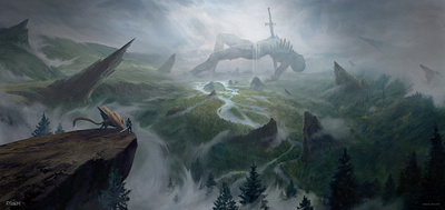 the roam - valley of the giant concept art enviroment fantasy game art gamedev giant medieval mood