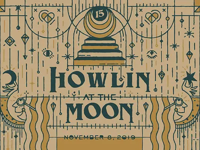 Halsey Institute Membership Celebration Invitation design illustration moon sdco texture type vector