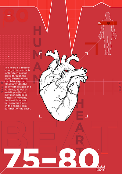 Heart beat heart illustration poster typo vector art