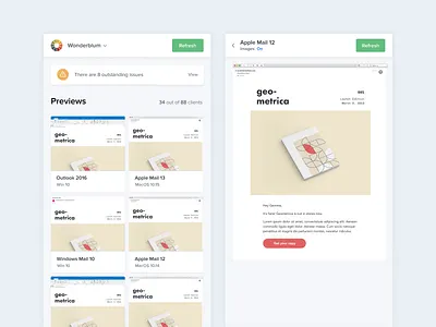 Litmus Chrome Extension browser chrome chrome extension clean contextual design email flat inline mobile panel sidebar ui ux vertical