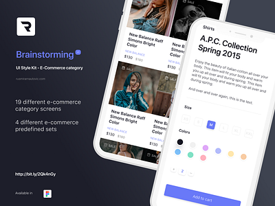 Brainstorming UI Style Kit - E-Commerce category app design e commerce figma figmadesign flat shopping ui ux