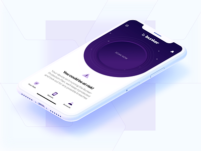 Bunker - Initiate Scan branding cybersecurity design iphone x minimal mobile design mobile ui simple ui ux