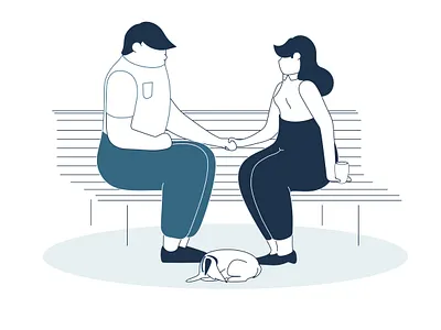 Short story of drinking fountain adobe illustrator bench blue character design couple date dog fountain illustration tap vector water