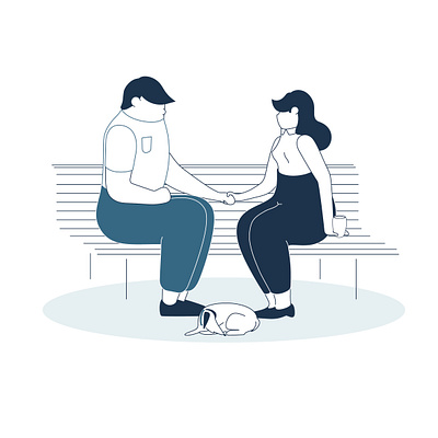 Short story of drinking fountain adobe illustrator bench blue character design couple date dog fountain illustration tap vector water