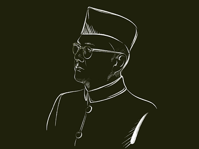 Portrait line art netaji respect