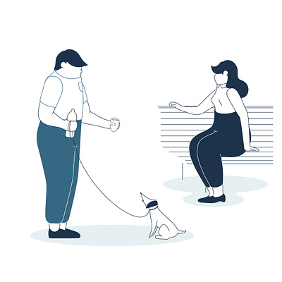 Short story of drinking fountain adobe illustrator blue character design couple date design dog flat fountain graphic design illustration illustrator love tap thirsty vector water