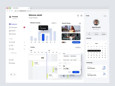 Gym Management Dashboard coach dashboard design figma fitness gym management manager minimal panel sport ui ux web website