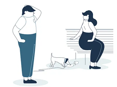 Short story of drinking fountain adobe illustrator bench blue character design couple date design dog flat fountain illustration illustrator tap vector water