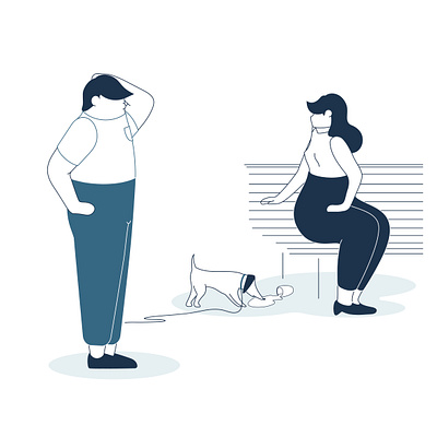 Short story of drinking fountain adobe illustrator bench blue character design couple date design dog flat fountain illustration illustrator tap vector water