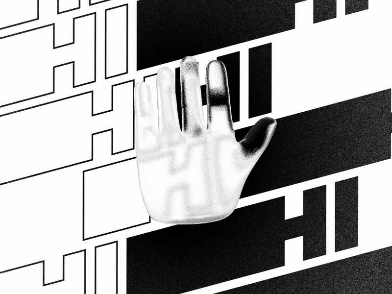 HI again! 2d 3d animation black and white bw grain hand hello hi