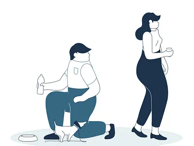 Short story of drinking fountain adobe illustrator blue character design couple couples date dog flat graphic design illustration illustrator love tap thirsty vector water