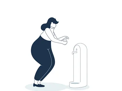 Short story of drinking fountain adobe illustrator blue character design flat fountain graphic design illustration illustrator love tap vector water