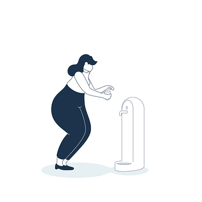 Short story of drinking fountain adobe illustrator blue character design flat fountain graphic design illustration illustrator love tap vector water