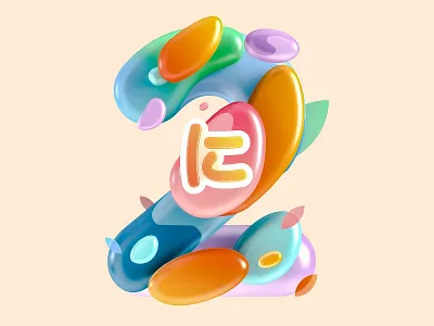 2 Number illustration 3d art illustration modisana south africa typedesign typography art