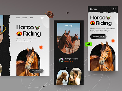 Horse Riding Club Website design cheval club comminuty design service domestic dressage equestrian equine hobby homepage horse landing page mockup pet pony ride sports web design website website design
