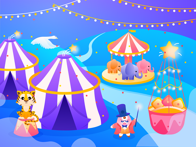 Dream Circus Illustration Design character design gradient illustration vector