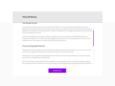Daily UI Challenge Day #89 challenge dailyui day 89 design figma terms of service ui ux web design