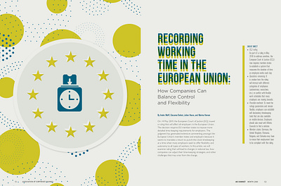 Time Reporting Article in the ACC Docket for Jan/Feb 2020 article business design feature icon illustration lawyer layers logo magazine spread typography