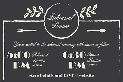 Rehearsal Dinner Template branding bride creative design dinner groom illustration instagram love rehearsal script typography wedding wedding card