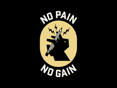 No Pain No Gain badge drawing illustration logo mark new year typography