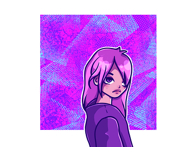 mood anime art digital girl neon pink procreate