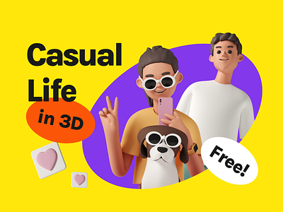 Casual Life 3D illustrations 3d animation casual character free freebiee illustration illustrations motion graphics trendy ui