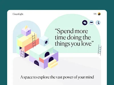 Affirmations website colorful crafted illustration ui website