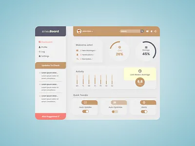 neuBoard admin app color conceptual dashboard design graphs hue ipad logo neumorphic neumorphism panel product design stats tracking ui ux