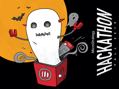 MicroStrategy 2019 Fall Hackathon design illustration illustrations microstrategy robot robot attack taiwan typography ux vector