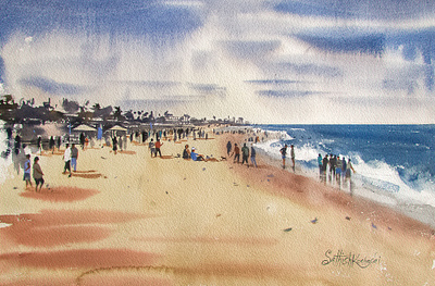 Contrasting yet complementary art beach fineart painting people seashore watercolor watercolor art watercolor illustration watercolor painting